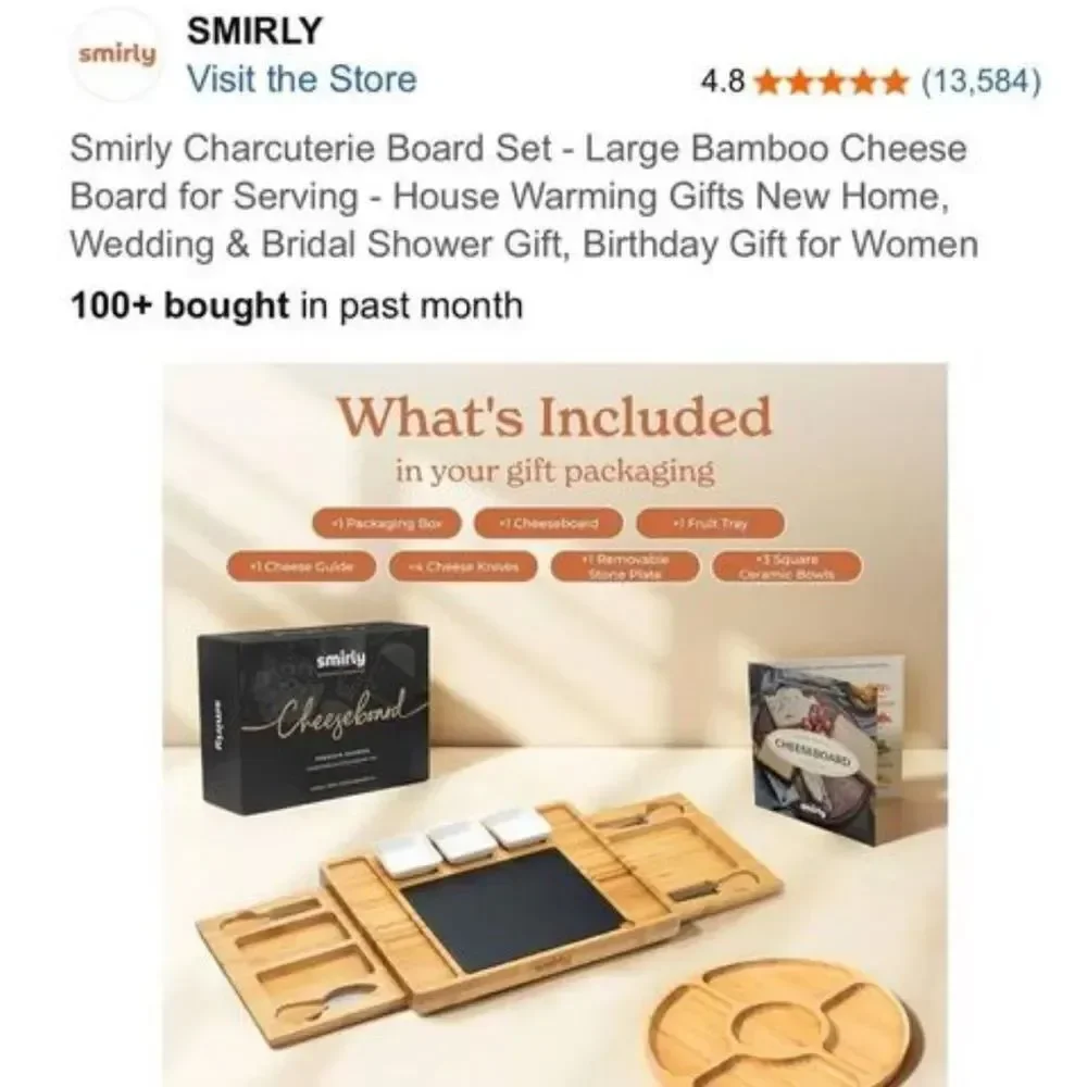 Large bamboo charcuterie board set with accessories